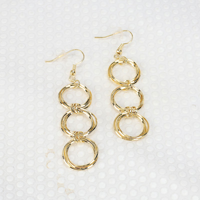 SAAJRA S925 Gold Plated Drop Link Earrings – Elegant Dangle Design Sterling Silver Earring Set