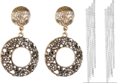 Hana creations Silver Plated Oxidised Traditional Jhumka/ Jhumki Earrings for Women and Girls Metal, Alloy, Alloy Earring Set