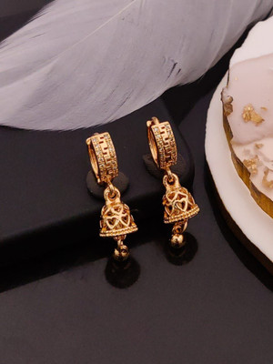 Anant Fashion Gold Plated Jhumki Earrings with Kundan & Pearl Drops Diamond Alloy Jhumki Earring
