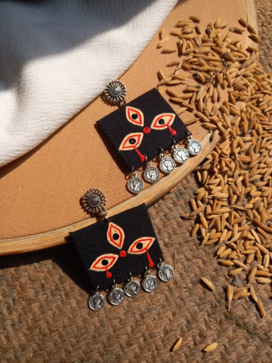 Aara Kali 1 Black Fabric Jhumki Earring, Chandbali Earring, Hoop Earring, Drops & Danglers, Stud Earring