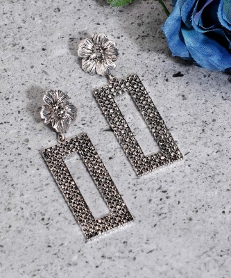 SOHI Women's Daisy Intricate Geometric Drop Earrings - Silver Alloy Drops & Danglers