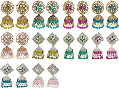 Malana Merino Earrings Jhumka Indian Jewellery for Women Girls Jhumki Combo OF 10 Wedding Gift Alloy Jhumki Earring