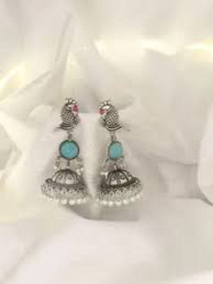 Sangria Silver Earring for Women & Girls Diamond Brass Drops & Danglers