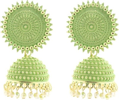 JMBW INTERNATIONAL Designer Parrot Green Jhumka earrings Beads Alloy Jhumki Earring