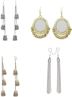 URBANELA Latest Design Partywear Combo of 4 earrings Silver Jhumki Earring Metal Chandbali Earring, Clip-on Earring, Drops & Danglers