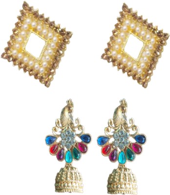 Quince Combo festive Multycolor Golden White Stone for Girls & Women Earring Alloy Stud Alloy Stud Earring, Jhumki Earring