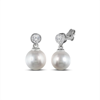Gem O Sparkle American Diamond With Pearl Stylish Drop And Danglers Earring Cubic Zirconia Sterling Silver Drops & Danglers