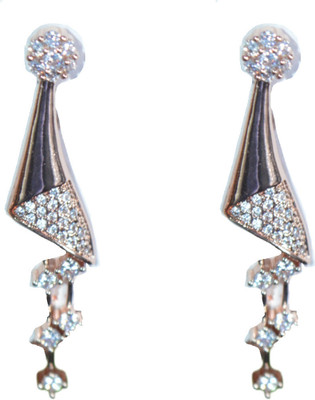 KIMY Classic Crystal AD American Diamond Zircon Studded Traditional Earring Set Agate Crystal Plug Earring