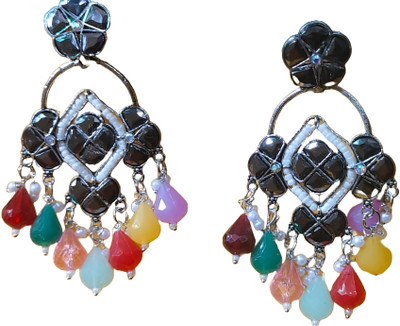 Tanuenterpris MULTICOURED DANGLES EARRINGS Pearl Alloy Earring Set