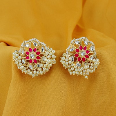 Sukkhi Trendy Gold Plated Kundan & Pearl Stud Earring for Women Alloy Stud Earring