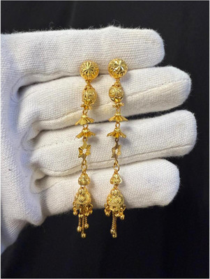 Ansh Enterpris Sui Dhaga Earring for Women and Girls Crystal Brass Drops & Danglers