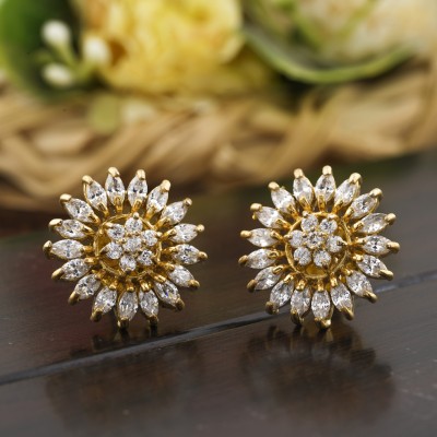 BOGHRA SALES Excellent Finish Ad American Diamond Stud Earrings For Women & Girls Diamond, Ruby Alloy Stud Earring