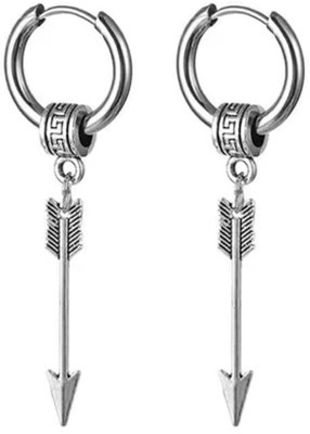 Shiv Jagdamba Men Arrowhead Huggie Ear Studs Punk Titanium Steel Silver Piercing Jewelry Metal Hoop Earring, Stud Earring, Drops & Danglers, Huggie Earring, Tunnel Earring