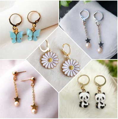 ELCETRATD JEWELLERY shimmering beautiful pack of 5 earrings combo for women and girls Mother of Pearl Stainless Steel Drops & Danglers