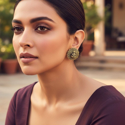 KAVIICREATIONS Oxidised golden Ganesha Drop Dangle Earring for Women. Brass Earring Set, Stud Earring