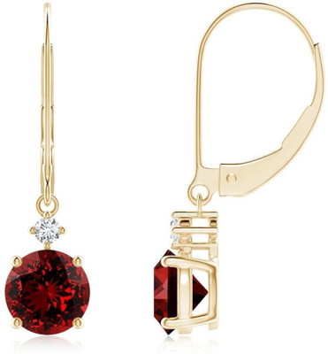 Sivori Lab-Grown Solitaire Ruby Dangle Earring in Multicolorss with Lab Zircon Maro Zircon Brass Earring Set