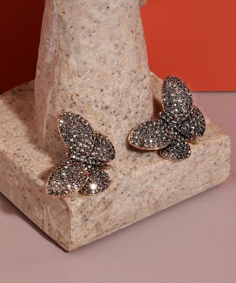 SOHI Women's Butterfly Cluster Stud Earrings - Dark Silver Alloy Stud Earring
