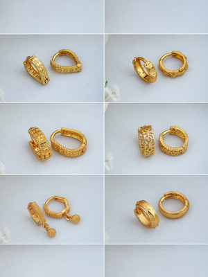 Weroxa Combo Of 6 Brass Huggie Earring