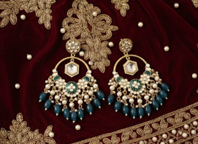 DHVANI Heritage Charm Pearl Dangler Beads Alloy Chandbali Earring