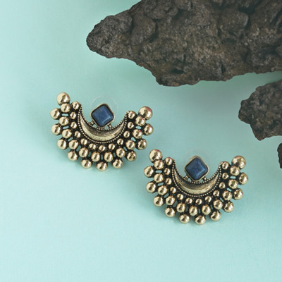 TRIBAL ZONE Elegant Chand Copper Stud Earring Brass Stud Earring