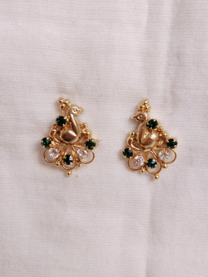 kurdekars divuu green and white stones fitted earring 146 Copper Stud Earring