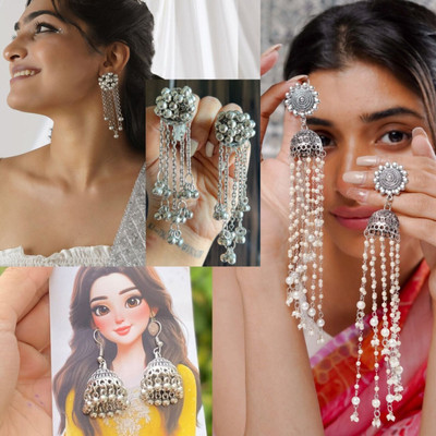 ISLANA Combo of 3 Oxidised Earrings for women and girls Alloy Jhumki Earring