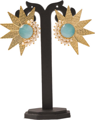 JHUMKARANI 18k Gold Plated Flower Shape Studs Brass Jhumki Earring