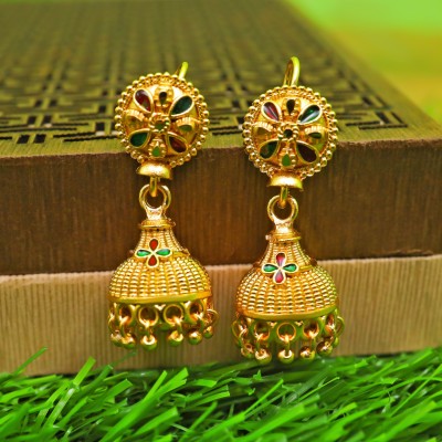 Fashion Frill Exclusive Gold Floral Designer Party Wear Jhumki Earrings For Women & Girls Brass Jhumki Earring