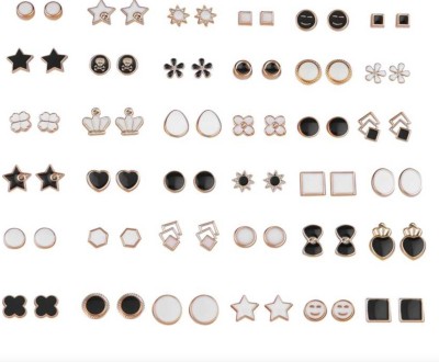 Myra Collection 36 earring BLACK & WHITE Plastic Stud Earring