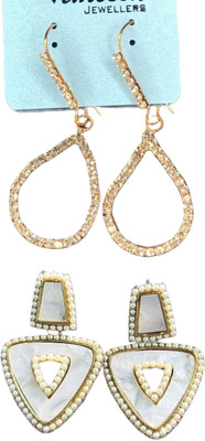 Hernger traders Rg_white_stone_06 & White_Triangle_03 Cubic Zirconia Alloy Earring Set