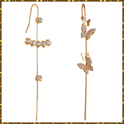 TheVineGirl Pack Of 2 Zircon Studded And Butterfly Ear Cuff Cubic Zirconia Alloy Cuff Earring
