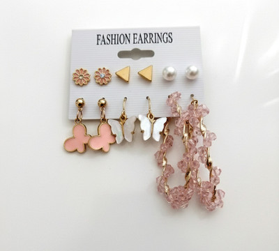 Krishna Paths Collection Versatile 6-Pair Earring Se Pearl, Beads Alloy, Plastic, Metal, Stainless Steel Huggie Earring, Stud Earring, Hoop Earring, Plug Earring, Hoop Earring, Drops & Danglers