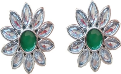 Gilher gilher italian silver AD diamond green stone designer earrings for women Diamond Stone Stud Earring