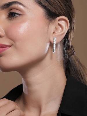 RUBANS Rhodium Plated Brass Stud Earring