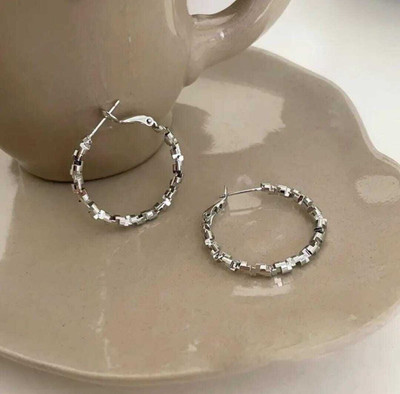 shrijaenterprises irregular Silver Hoops Earrings Enamel Hoop Earring