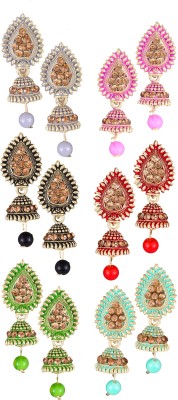 MEENAZ kundan earrings ear rings earing jhumka jhumkas Combo set South temple design Beads, Pearl Metal Drops & Danglers