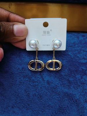 Venusco Stylish Gold Plated Korean Pearl Embellished Earrings For Women and Girls Pearl Alloy Earring Set