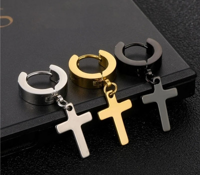 Vedansh Vedansh Enterprises Stylish Silver, Gold & Silver Cross Earrings Alloy Hoop Earring