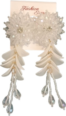 SZENTERPRISES Stylish Beaded Floral Long Drop Earrings for Women & Girls Beads Stone, Alloy Drops & Danglers