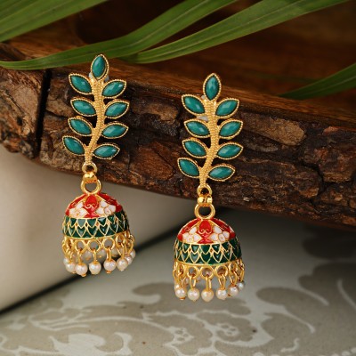 Shining Diva Latest Stylish Traditional Gold Plated Jhumki Earrings Pearl Alloy Jhumki Earring