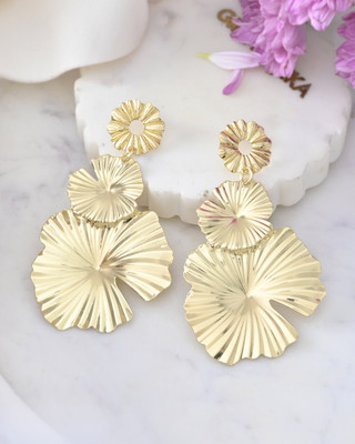 Sunburst Mart Vintage-Inspired Flower Drop Earrings Gold Drops & Danglers