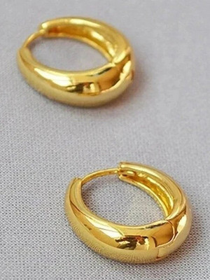 MA FASHION Gold Plated Women Alloy, Brass Hoop Earring