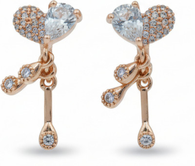 forevershine Rose Gold Plated Floral Cluster CZ Stud Earrings for Women & Girls Cubic Zirconia Alloy Drops & Danglers