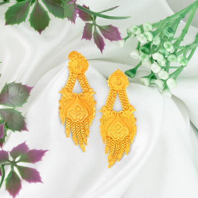 LUV FASHION Traditional Micron Gold Plated Matte Finish Earrings For Women Brass Chandbali Earring