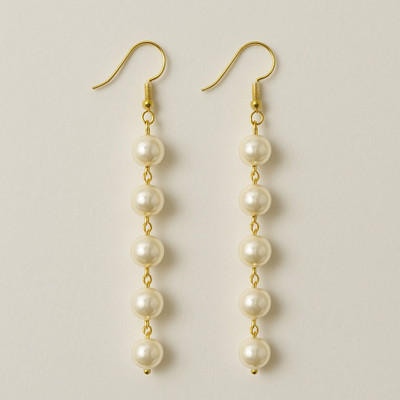 Sehrainn Elegant 5-Pearl Dangler Earrings for Women | Lightweight Party & Daily Wear Pearl Alloy Drops & Danglers