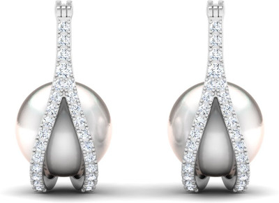 LORDS JEWELS 925 Silver Drop Floret Earrings for Women Cubic Zirconia Sterling Silver Clip-on Earring