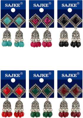 SSN SAJKE Brand combo pack of 6 different colour jhumki Alloy Jhumki Earring