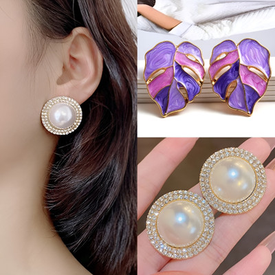 AKISON JEWELS Korean Earrings Combo For Women Girl Leaf Ad Stone Pearl Stylish Trending Trendy Pearl, Crystal, Cubic Zirconia, Diamond Alloy Earring Set, Stud Earring