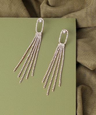 SOHI Silver Plated Designer Stone Party Drop Earring For Women Alloy Drops & Danglers