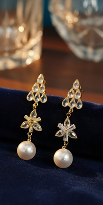 aarasta Aarasta Diamond Pearl Earrings Metal Drops & Danglers